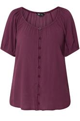M&Co Petite Berry Purple Crinkle Short Sleeve Blouse | M&Co 5