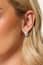 Silver Tone Diamante Hoop Earrings | Yours Clothing 1