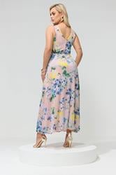 YOURS LONDON Plus Size Pink Mesh Floral Print Sleeveless Maxi Dress | Yours Clothing 2