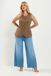 YOURS Plus Size Chocolate Brown Suedette Waistcoat | Yours Clothing 1