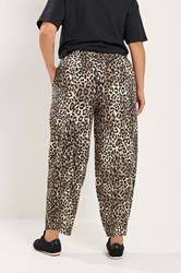 YOURS Plus Size Black Leopard Print Crinkle Barrel Trousers | Yours Clothing 2