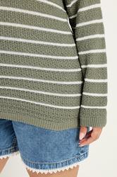 YOURS Plus Size Green Stripe Knitted Jumper | Yours Clothing 4