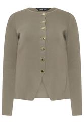 LTS Tall Mocha Brown Button Cardigan