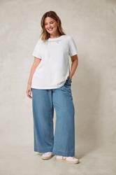 EVANS Plus Size Midwash Blue Wide Leg Denim Trousers | Evans 3