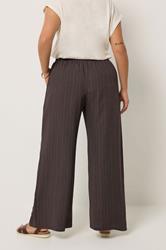 YOURS Plus Size Brown Wide Leg Textured Trousers | Yours Clothing 2