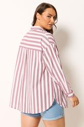 YOURS Plus Size Red Stripe Linen Shirt | Yours Clothing 4