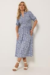 YOURS Plus Size Blue Floral Midi Dress | Yours Clothing 1
