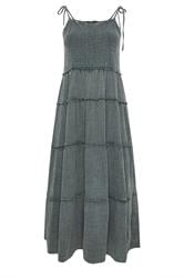 YOURS Curve Grey Cheesecloth Tiered Dress
