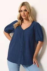 YOURS Plus Size Navy Blue Textured Blouse | Yours Clothing 3
