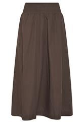 PixieGirl Petite Chocolate Brown Poplin Shirred Cotton Maxi Skirt