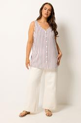 YOURS Plus Size Purple Stripe Button Vest Top | Yours Clothing 1