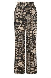 LTS Tall Black Tropical Print Wide Leg Trousers
