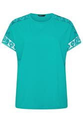YOURS Camiseta azul con mangas de crochet