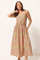 PixieGirl Petite Women's Pink Floral Midi Dress | PixieGirl 3