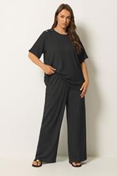 YOURS Plus Size Black Bubble Textured Trousers | Yours Clothing 3