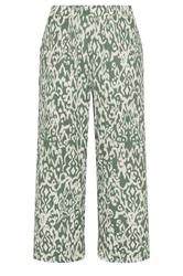 EVANS Plus Size Khaki Green Aztec Print Wide Leg Trouser | Evans 5