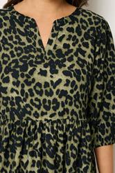 YOURS Plus Size Green Animal Notch Neck Dress | Yours Clothing 4