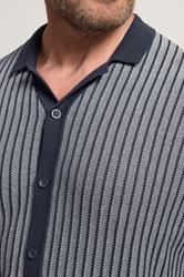 BadRhino Big & Tall Navy Blue Knitted Stripe Shirt | BadRhino 5