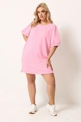 YOURS Plus Size Pink Balloon Sleeve Dress | Yours Clothing 1