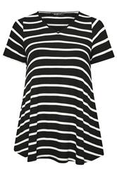 Yours Plus Size Black V-Neckline Stripe T-Shirt | Yours Clothing 5