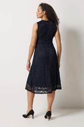 M&Co Navy Blue Lace Skater Dress | M&Co 2
