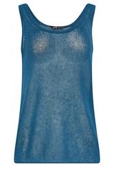 LTS PREMIUM Tall Teal Blue Linen Knitted Vest Top