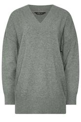 LTS Tall Grey V-Neck Knitted Jumper