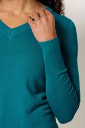 M&Co Teal Blue V-Neck Long Sleeve Jumper | M&Co 4