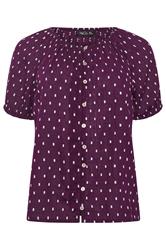 M&Co Blouse boutonnée violet en tissu dobby