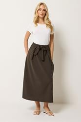 M&Co Chocolate Brown Tie Waist Midi Skirt | M&Co 3