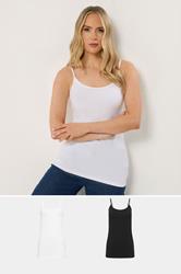 2 PACK Tall Women's Black & White Cami Vest Tops | Long Tall Sally  3