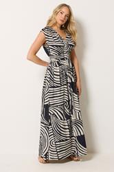 LTS Tall Women's Black Abstract Cotton Wrap Maxi Dress | Long Tall Sally 3