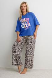 YOURS Plus Size Blue & Leopard Print 'Ibiza' Pyjama Set | Yours Clothing 3