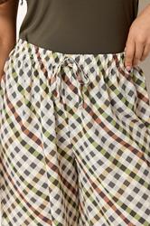 PixieGirl Petite Women's Natural Brown Gingham Wide Leg Trousers | PixieGirl 4