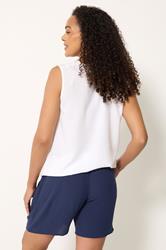 M&Co Navy Blue Crinkle Tie Waist Shorts | M&Co 2