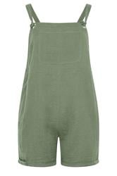 YOURS Curve Khaki Green Short Dungarees