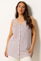 YOURS Plus Size Purple Stripe Button Vest Top | Yours Clothing 3