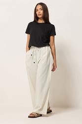 PixieGirl Petite Women's Natural Brown Beaded Linen Wide Leg Trousers | PixieGirl 1