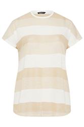 YOURS Curve Natural Brown & Gold Shimmer Stripe Top