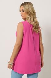 YOURS Plus Size Pink Soft Touch Ribbed Swing Top | Yours Clothing 2