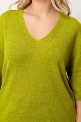YOURS Plus Size Green Knitted T-Shirt | Yours Clothing 5