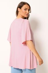 YOURS Plus Size Pink Pleated Front Swing Top | Yours Clothing 2