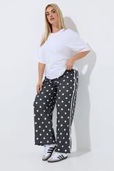 LIMITED COLLECTION Plus Size Black Polka Dot Side Stripe Trousers | Yours Clothing 1