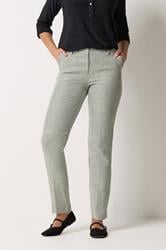 M&Co Grey Stripe Tailored Linen Trousers | M&Co 3