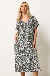 YOURS Plus Size Natural Brown & Green Leaf Print Dress | Yours Clothing 3