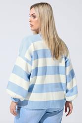 LIMITED COLLECTION Plus Size Blue & White Stripe Knitted Cardigan | Yours Clothing 2