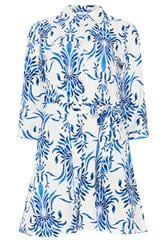 M&Co Tunique imprimée à motif de carreaux floraux blancs et bleus