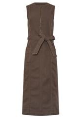 LTS Tall Chocolate Brown Zip Front Denim Midi Dress