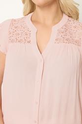 YOURS Plus Size Pink Lace Detail Blouse | Yours Clothing 4