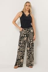 LTS Tall Women's Black Tropical Print Wide Leg Trousers | Long Tall Sally 3